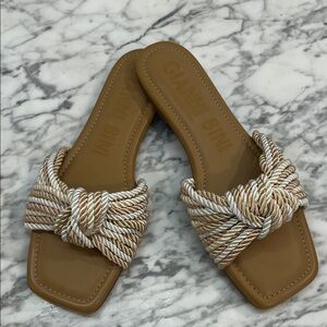 Gianni Bini Braided Tan and Cream Sandals